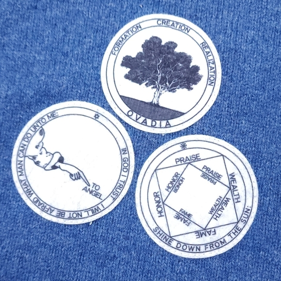 Ovadia & Sons Blue 100% Lambswool Cardigan Sweater Patches Sample Piece Size 2X - Picture 5 of 9